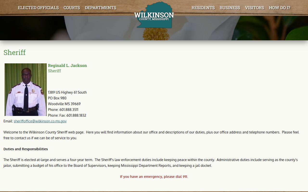 Wilkinson County arrest records Sheriff's Department official page