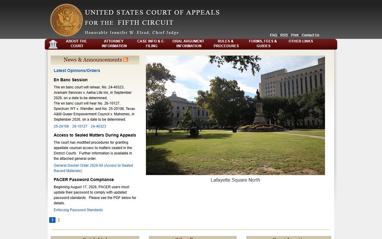 Wilkinson County federal court records appeals information on the U.S. Court of Appeals for the Fifth Circuit homepage