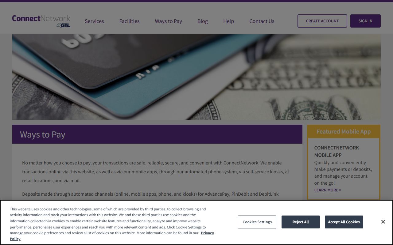 Wilkinson County inmate phone account payment options on the ConnectNetwork page